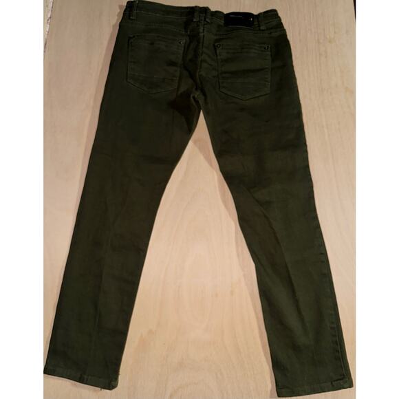 Copper Rivet Mens Jeans Olive Green Distressed Skinny 38x32 (measured 34x30) - Picture 8 of 11